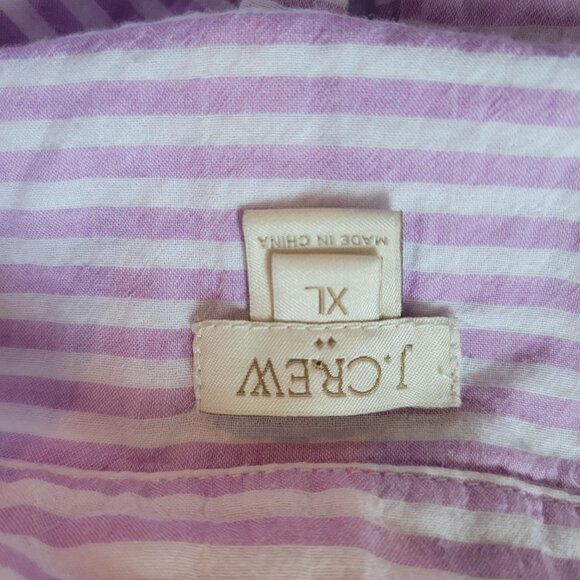 J.Crew Womens XL Striped Lavender & White Button-Up Cotton Shirt With Pocket - Picture 4 of 7